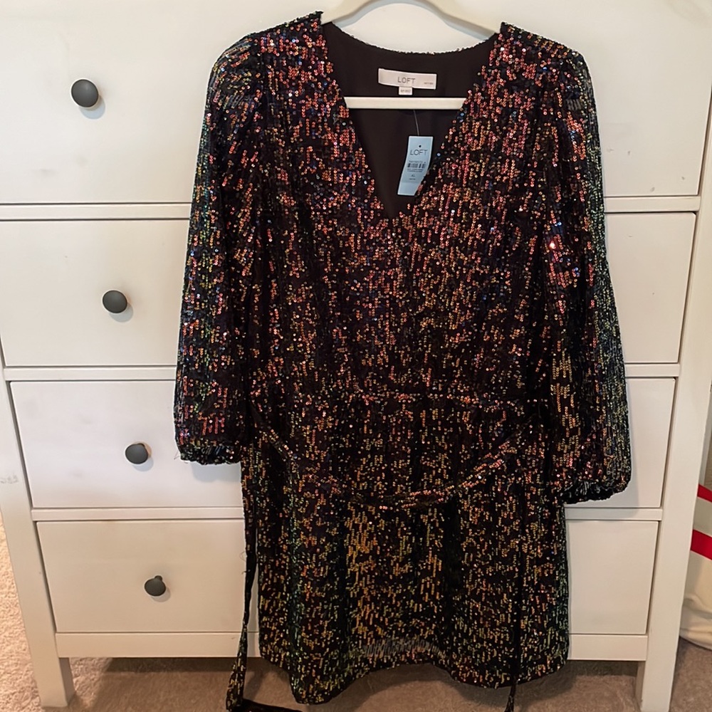 New! LOFT Sequin Wrap Dress